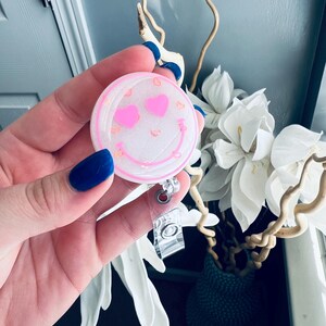 Valentines heart emoji | retractable badge reel| nurse| teacher| heart eyes | cute badge reel