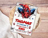 Editable Spiderman Birthday Invitation Template, Printable Party Invite, Spiderman Card for Digital Kids Party