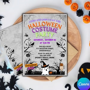 Invito di compleanno di Halloween modificabile, invito fantasma spettrale, biglietto per festa di Halloween spettrale, invito per festa di compleanno spettrale