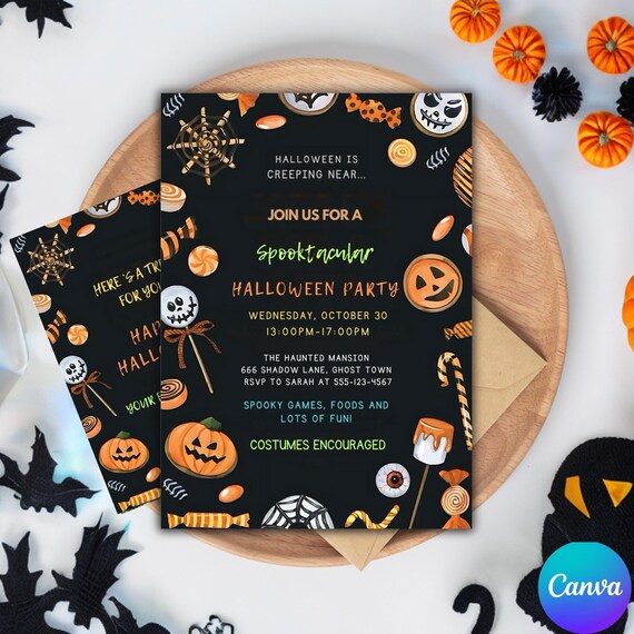 Editable Halloween Birthday Invitation: Spooky Party Invite (PDF)