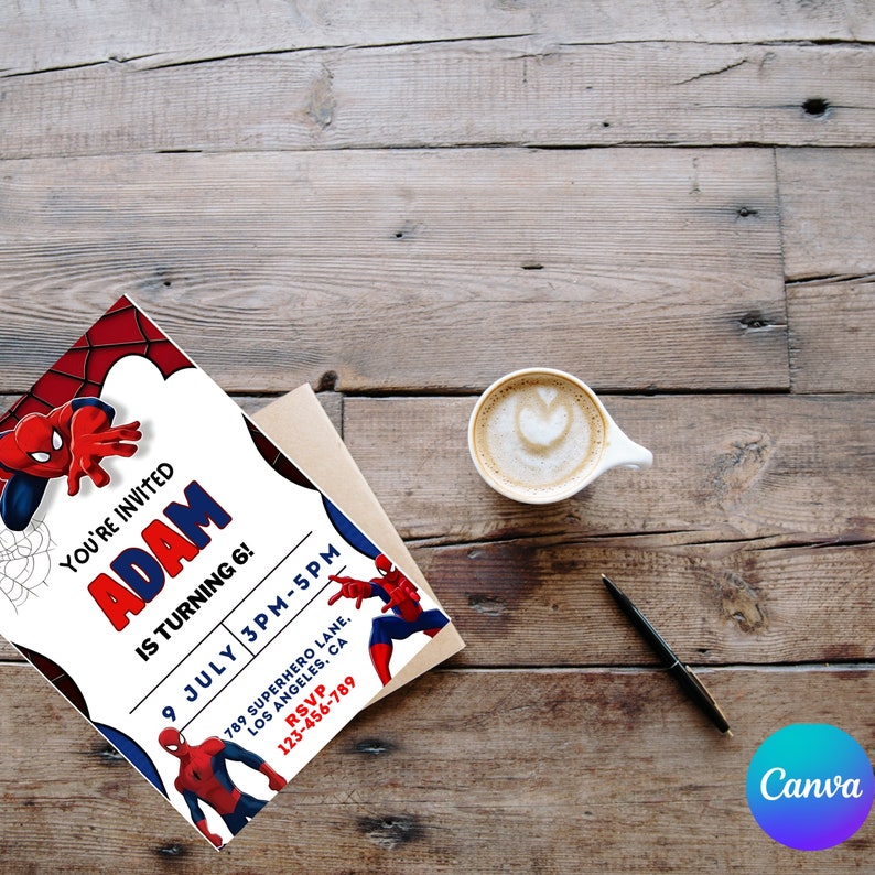 Editable Spiderman Birthday Invitation Template, Printable Party Invite ...