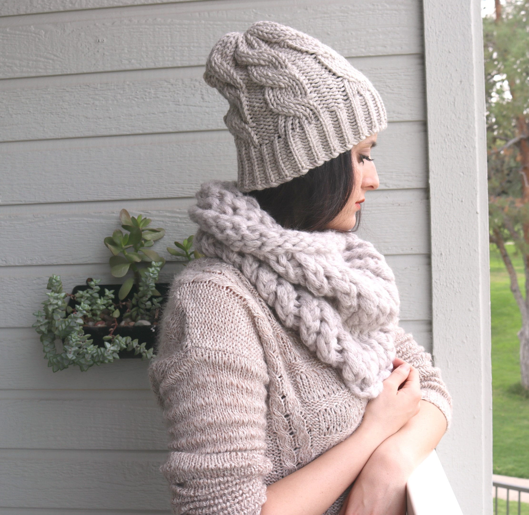 Oatmeal Thick Cowl, Hand Knit Scarf, Chunky Knit Scarf, Women Cowl ...