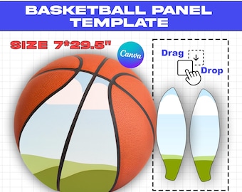 Size 7 Basketball Panel Template Svg, Basketball Wrap Template, Editable Canva Template, Cricut, Silhouette, Digital Files, Download Now
