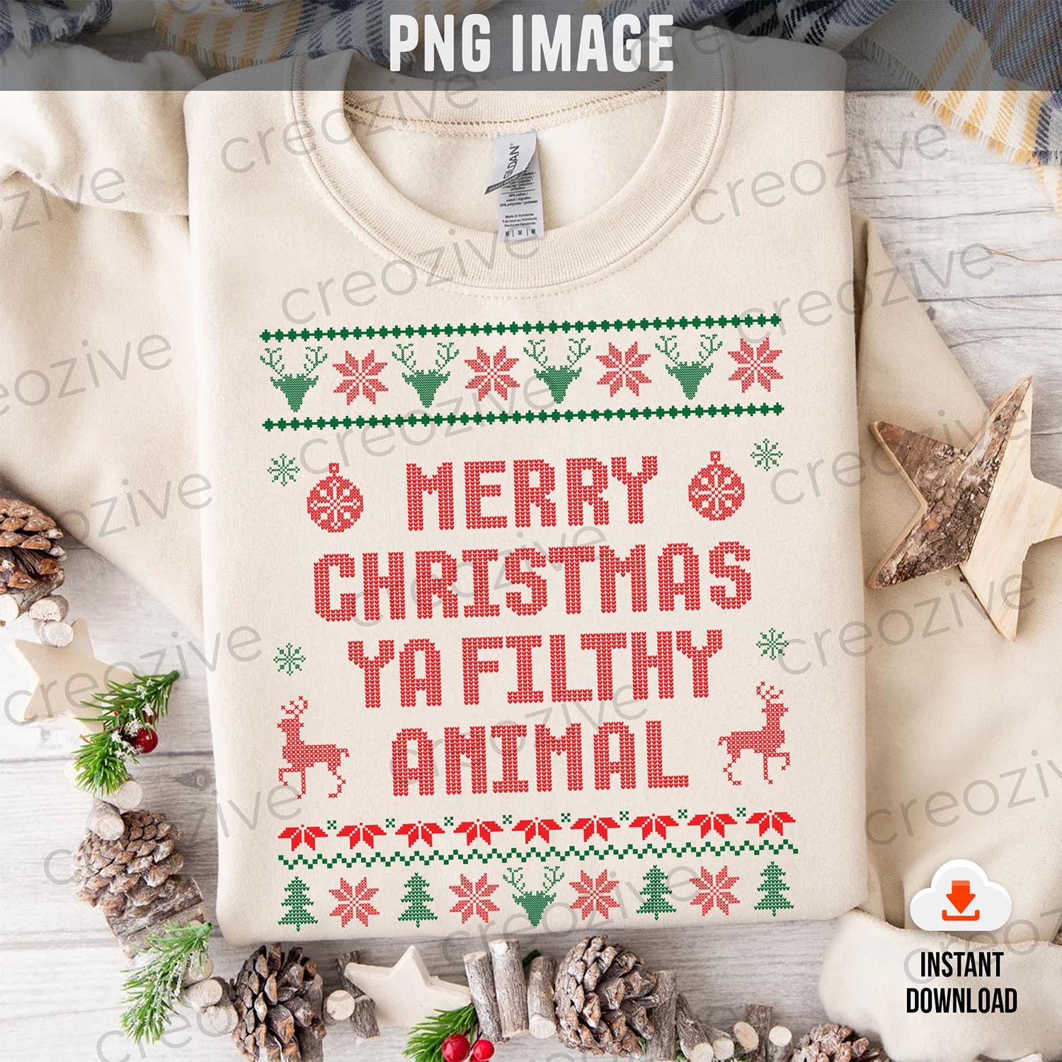 Funny Christmas T-Shirt - "Merry Christmas Ya Filthy Animal" For Men & Women, Unisex Gift Tee