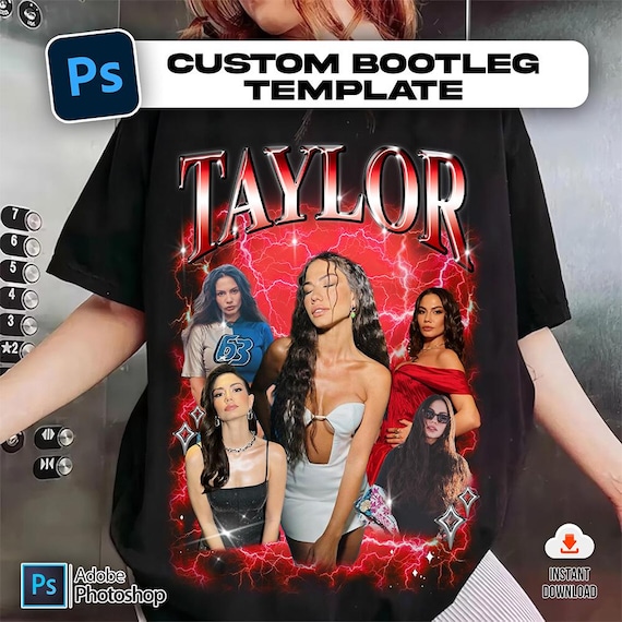 Custom Bootleg Rap Tee Editable Photoshop PSD Files, DIY Bootleg Designs, Custom Rap Tees, PSD Digital File, Customised Psd Text Graphic 90s