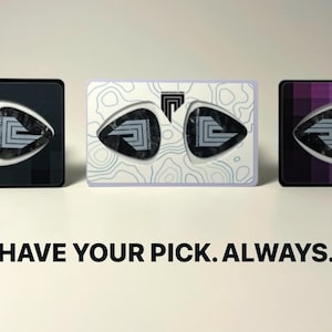 Zakkenrollerkaart | Drievoudig plectrumpakket | Plectrumhouder op creditcardformaat | De beste manier om je plectrums mee te nemen | Beste cadeau voor gitarist