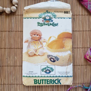 Vintage Cabbage Patch Kids Sewing Crafts Pattern 6661 Uncut Unused Instruction Included Doll Bed Carrier Frilly Retro Iron On Transfer