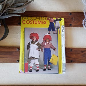 Vintage Mccall&#39;s Sewing Pattern 9494 Uncut Unused Multiple Sizes Costume Retro Halloween Raggedy Ann Andy Rag Doll  Instruction Included