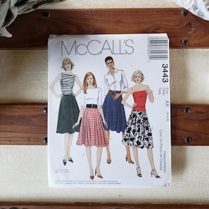 Vintage McCall&#39;s Sewing Pattern 3443 Uncut Unused Multiple Sizes Looks Knee Length A Line Pleated Semi Circle Skirt Instruction Included