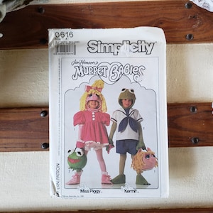 Vintage Simplicity Sewing Pattern 0616 Uncut Unused All Sizes Muppet Babies Costume Retro Halloween Miss Piggy Kermit Instructions Included