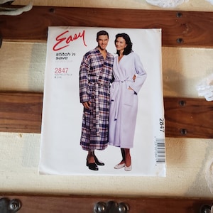 Vintage Mccall&#39;s Sewing Pattern 2847 Uncut Unused Multiple Sizes Pajama Cozy Dressing Bath Robe Belted Easy Stitch Save Instruction Included
