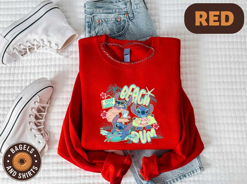 a red shirt with a cartoon character on it