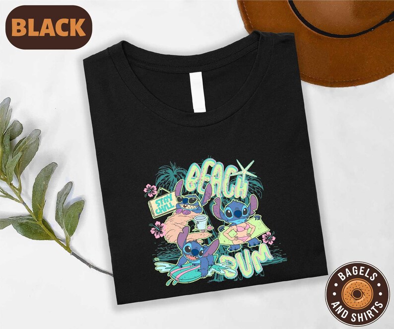 a black shirt with a cartoon character on it