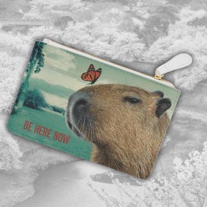 Notwendige Clutch Wallet, Capybara Print, Zen Garden, kleine Geldbörse für Frauen, niedliches Tier, Naturliebhaber Geschenk, Handlettering, Capybara Wallet
