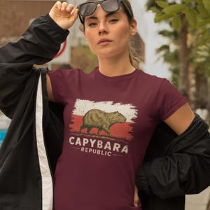 Capybara Republic Unisex T-Shirt, Capybara Flag Tee, Animal Lover Gift, Softstyle Tee, Wildlife Shirt