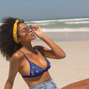 Brazilian Blue Floral Bikini: Tropical Summer Swimwear Set