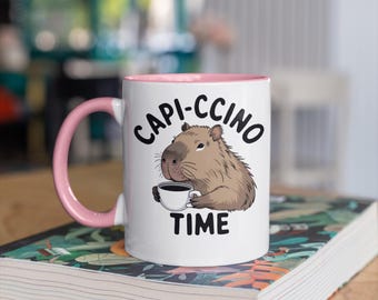 Capybara Capiccino Mug, Funny Coffee Lover Gift, Animal Ceramic Cup