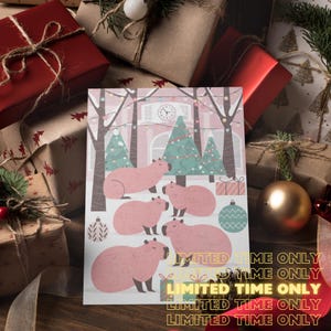 Biglietti di auguri, divertente design per festa di Natale con capibara, regalo perfetto per bambini, set da 10, 30, 50, confezione di biglietti, biglietti di auguri, simpatico regalo per animali