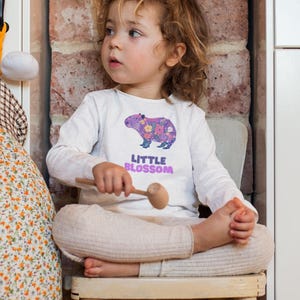 Capybara Toddler Long Sleeve Tee, Cute Nature Print Kids Top, Animal Lover Children Shirt, Kids Gift, Floral Animal Shirt, Woodland Toddler