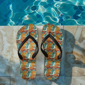 Beach Flip Flops, Capybaras at the Beach Pattern, Funny Print, Unisex Footwear - Summer Sandals, Vacation Slippers, Animal Lover Gift, Beach