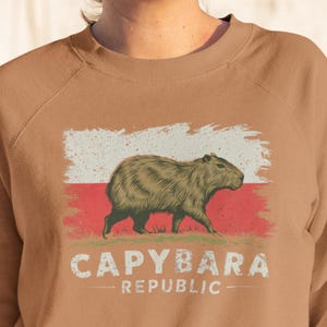 Capybara Republic Crewneck Animal Sweatshirt | Unisex Cool Designed Capybara Animal Lover Relaxed Fit Cotton Sweatshirt Apparel
