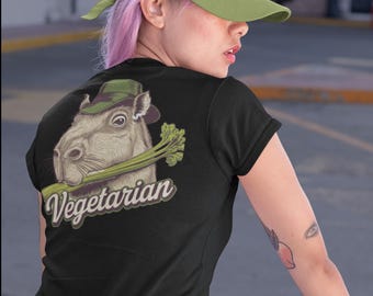 Camiseta vegetariana de capibara: camiseta vintage para amantes de los animales