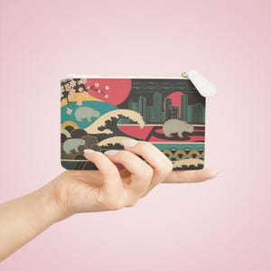 Mini bolso de mano para mujer / Estilo japonés de carpincho / Monedero con temática de Tokio / Regalo único de inspiración japonesa para amantes de los carpinchos