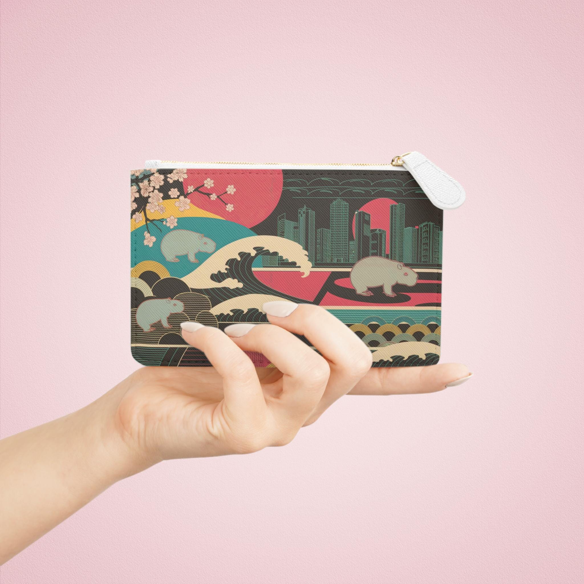 Women's Mini Clutch | Capybara Japanese Style | Tokyo-Themed Purse | Unique Japan-Inspired Gift for Capybara Lovers