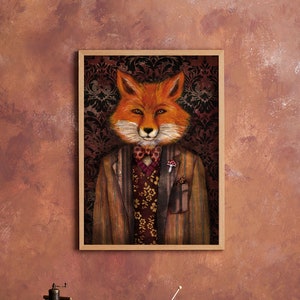 Art Print Poster Fox Anthropomorphic portrait Portrait of The Mysterious Lord Fox image 1