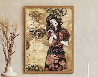 Print - Tirage - steampunk - amour - coeur - The Mechanic of My Heart