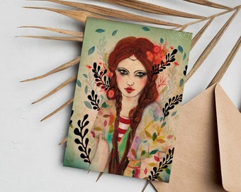 Postcard - Illustrated postcard - Beach - Summer - Siren - The Floating World