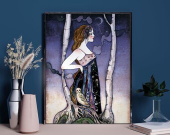 Limited Edition Print - Poster - Owl - Night - Forest -Blue moon - Night Owl 3/10