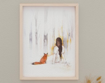 Art Print - Poster - Fox - Nature - Illustration - L'Aube