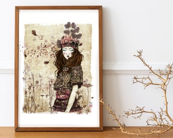 Print - art print - boho illustration - poster - "Bliss"