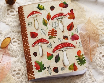 Illustrated notebook - notebook - mushroom - fall - autumn - "Autumn Mushrooms"