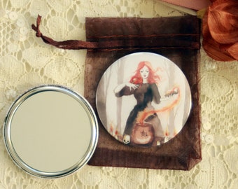 Pocket mirror - purse mirror - handbag mirror - magical - sorcery - "The Wood Witch"
