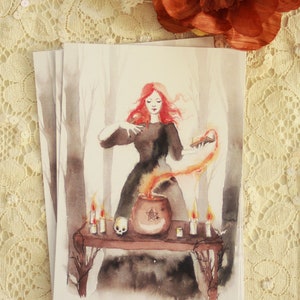 Postcard Illustrated postcard watercolour postcard Halloween sabbat The Wood Witch image 2