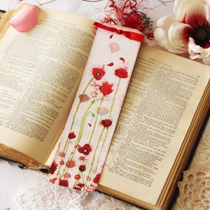 Bookmark - Bookmark with fibers - Poppy - Reading - Book - Poppies