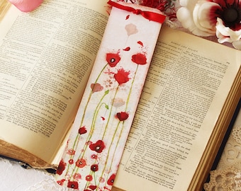 Bookmark - Bookmark with fibers - Poppy - Reading - Book - Poppies