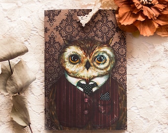 Illustrated notebook - A6 - A5 notebook - Owl - Peter Bird