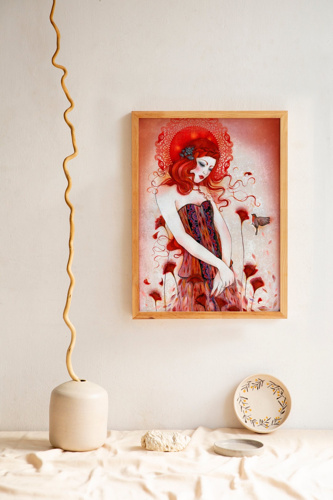 Print With Gold Leaf Embellishments Poster Poppies Etsy