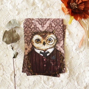Postcard Illustrated postcard Owl monocle anthropomorphique Peter Bird image 2