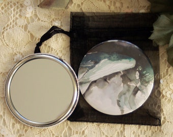 Pocket mirror - purse mirror - handbag mirror - "Whale"