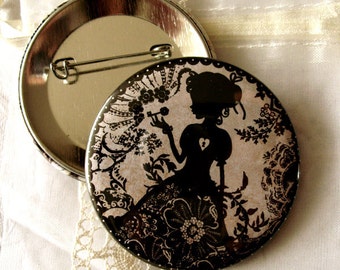 Badge - Button - Brooch - Silhouette - Miss Shadow