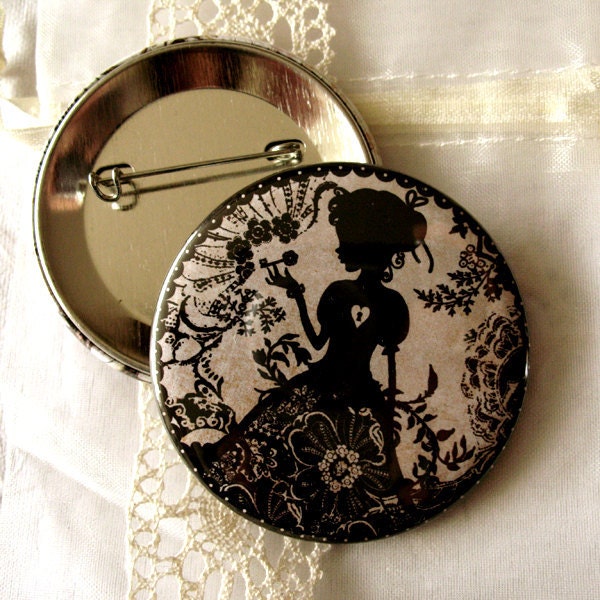 Badge - Button - Brooch - Silhouette - Miss Shadow