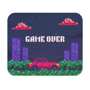 Retro Game Over Mouse Pad | Vintage Gaming Decor, Gamer Gift, Home Office Accessories, Computer Desk Mat, Video Game Art