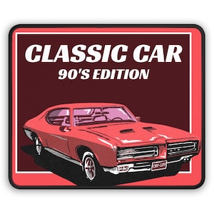 Classic Car Gaming Mouse Pad, Retro Mousepad for Gamers, Gift for Car Enthusiasts, Vintage Style Desk Decor, 90s Edition