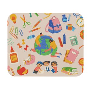 Colorful Educational Mouse Pad, School Supplies Decor, Cute Desk Accessory for Students and Teachers, Perfect for Back to School and Office