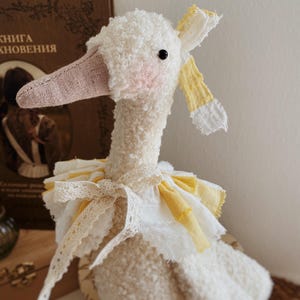 Peluche oie bouclée : jouet ancien en peluche, décoration de chambre d&#39;enfant