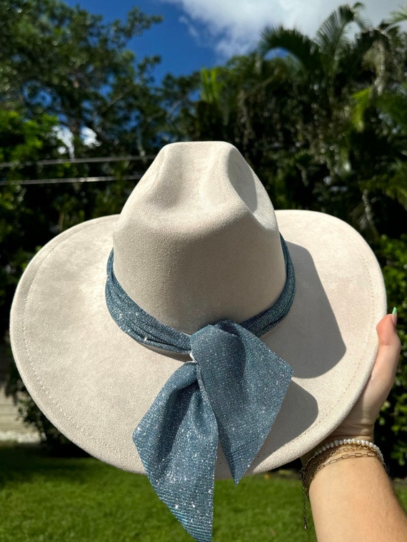 9843 Lake Blue Cowboy Hat For Women And Men - Shapeable Wide Brim In Suede Western Cowboy Hat For Women Men Small Short Wide Brim Beach  main image 2